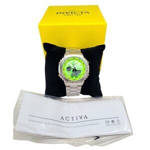 Futuristic Techwear Invicta Digital Chrono Watch Neon Green sporty Unisex‎